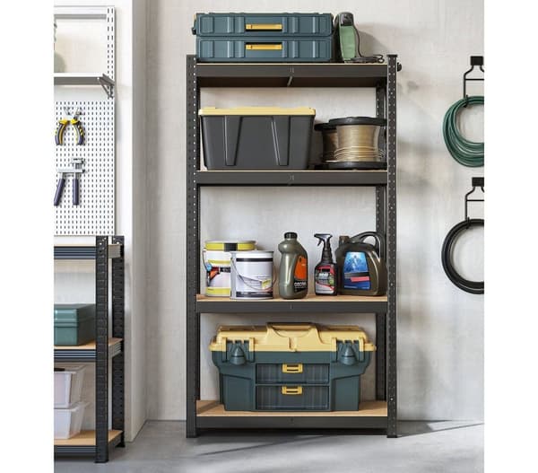 Rootz Black Load Hylly - Säilytysteline - Hyllyyksikkö - Jauhemaalattu teräs - MDF - Heavy Duty - 40cm x 80cm x 160cm
