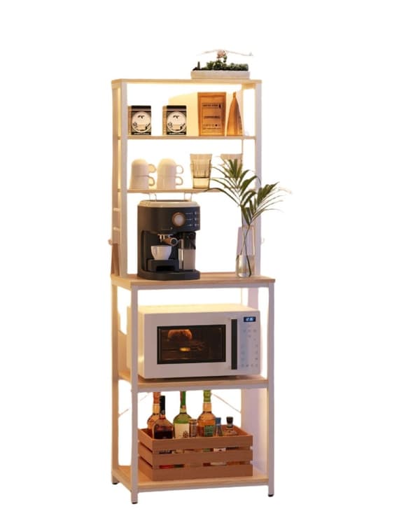Rootz Køkken stående hylde - Eg hvid opbevaringsstativ - Stålramme - Spånplade - 40 cm x 60 cm x 167 cm - 16,1 kg Vægt - Justerbare hylder