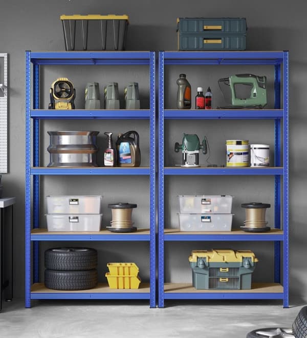 Rootz förvaringsställ - Stålhyllsystem - Garageorganisatör - Förstärkt ram - Justerbara hyllor - 200cm x 100cm x 50cm - Blå