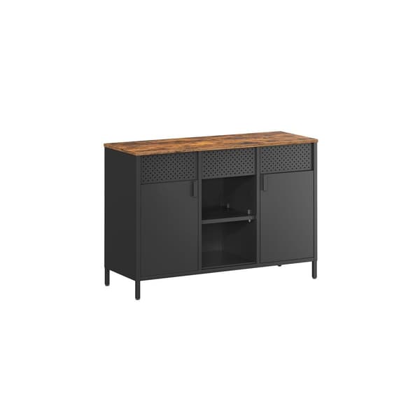 Rootz opbevaringsskab med dobbeltdøre - vintage brun - mat sort - spånplade stål - rummelig - 40 cm x 110 cm x 76 cm