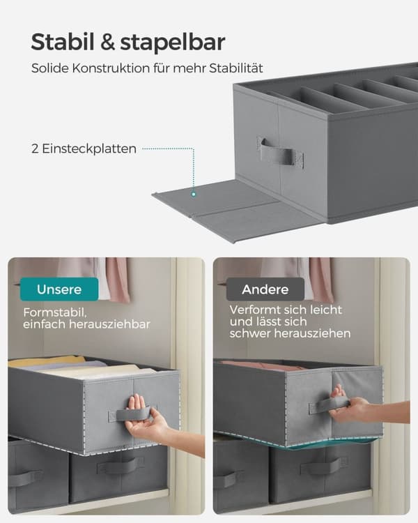 Rootz garderobsorganisator 6 fack set - Klädförvaring - Garderobsavdelare - Non-woven tyg - 42cm x 30cm x 17cm