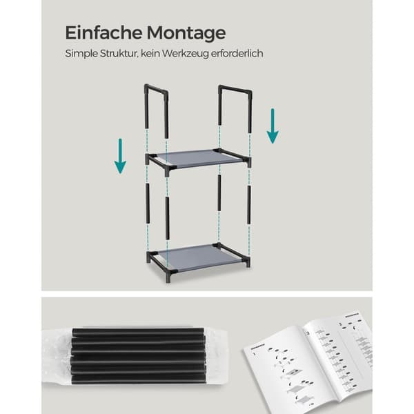 Sko rack - 10 niveauer - 33 x 33 x 173 cm - med planker af stoffer