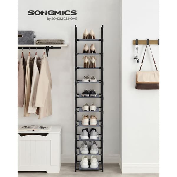 Sko rack - 10 niveauer - 33 x 33 x 173 cm - med planker af stoffer