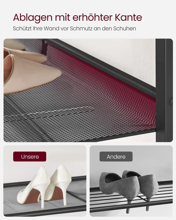Sko rack - 4 niveauer - justerbare gitterhylder