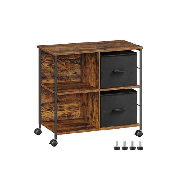 Office Cabinet-med 2 stofskuffer-bogstaver format-vintage brun-oktwek