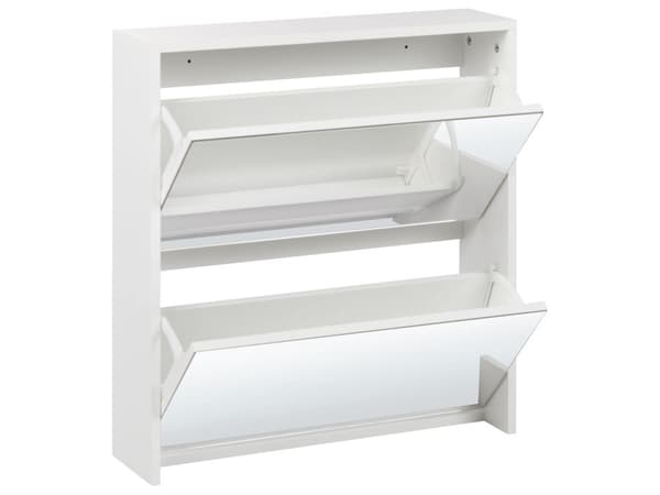 Skooppbevaring Hvit MDF-ramme Speilfronter 2 Rom Moderne Design Gang