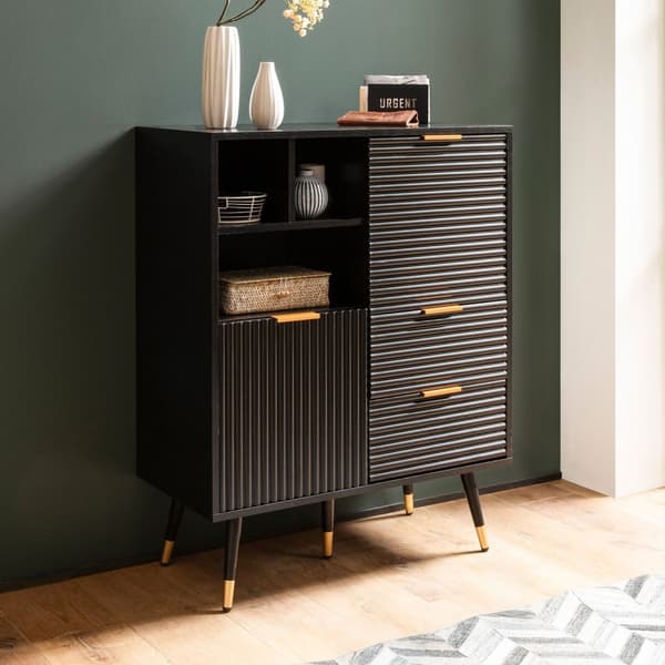 Rootz Snygg byrå - Modern byrå - Förvaringslösning - Lamelldesign - 77cm x 97cm x 40cm