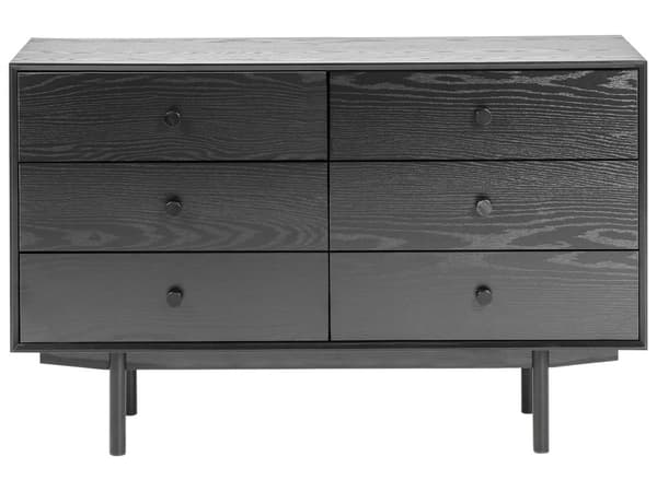 Byrå 6 Lådor Svart Spånskiva MDF Modern Förvaringsenhet Vardagsrum Sovrum