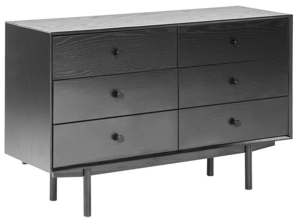 Byrå 6 Lådor Svart Spånskiva MDF Modern Förvaringsenhet Vardagsrum Sovrum