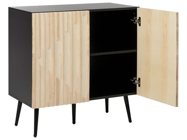 Kommode lyst træ mdf massivt træ jernben 2-dørs opbevaring moderne stil stue soveværelse