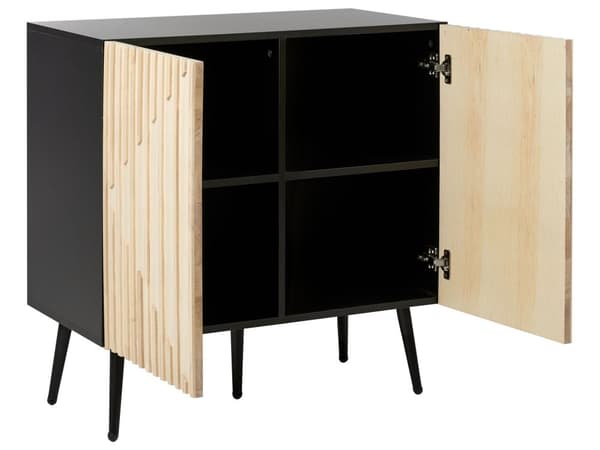 Kommode lyst træ mdf massivt træ jernben 2-dørs opbevaring moderne stil stue soveværelse