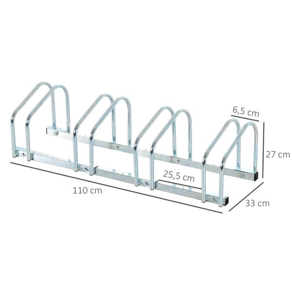 Rootz 4 Bike Stand - Cykelstativ - Cykelholder - Vejrbestandig - 110L x 33W x 27H cm - Stålkonstruktion - Pladsbesparende design