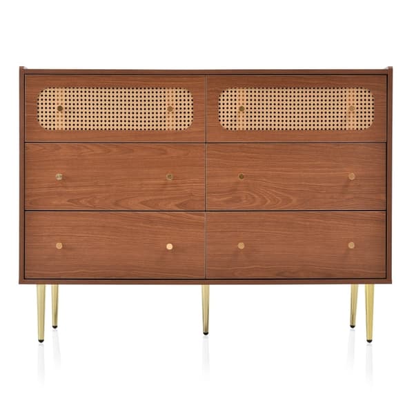 Rootz 6-skuffer imiteret rattan kiste - Kommode - Opbevaringsorganisering - Rigelig plads - 120 cm x 40 cm x 90 cm