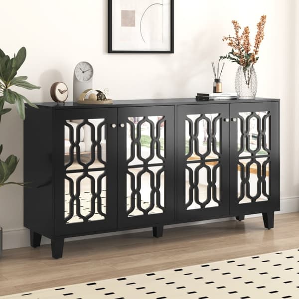 Rootz Black peilattu senkki - Luksusbuffet - Säilytyskaappi - Kestävä MDF - 160L x 40L x 84K cm
