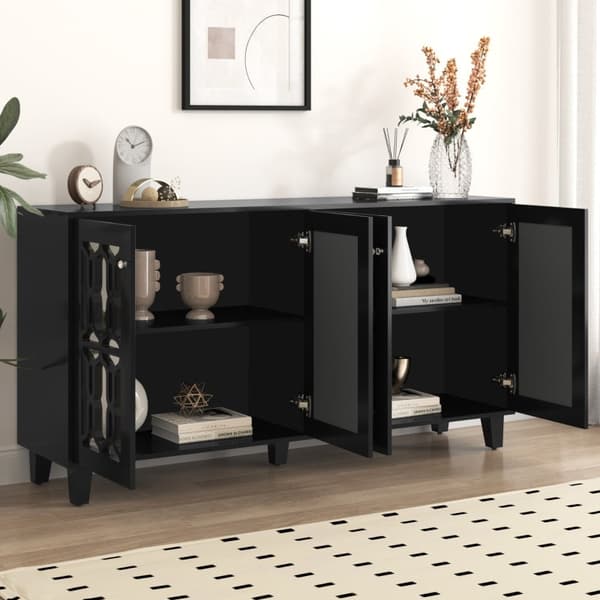 Rootz Black peilattu senkki - Luksusbuffet - Säilytyskaappi - Kestävä MDF - 160L x 40L x 84K cm