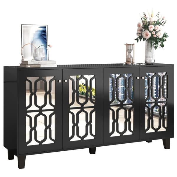 Rootz Black peilattu senkki - Luksusbuffet - Säilytyskaappi - Kestävä MDF - 160L x 40L x 84K cm