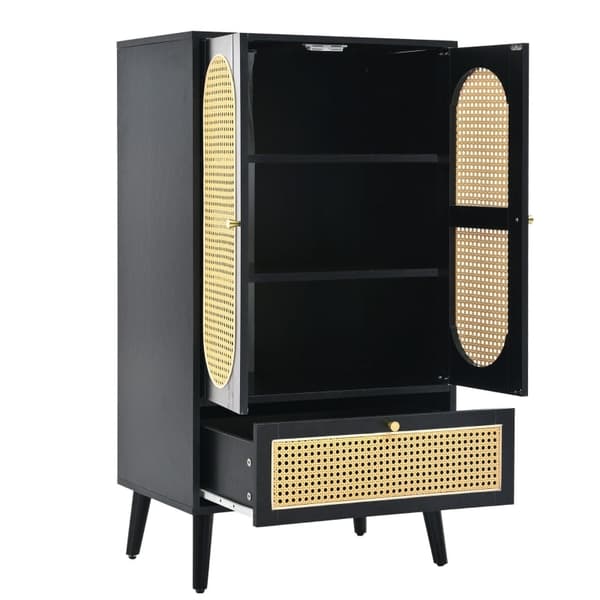 Rootz Elegant Black senkki - Säilytyskaappi - Monipuoliset huonekalut - Korkeussäädettävät jalat - 60L x 40W x 110,5K cm