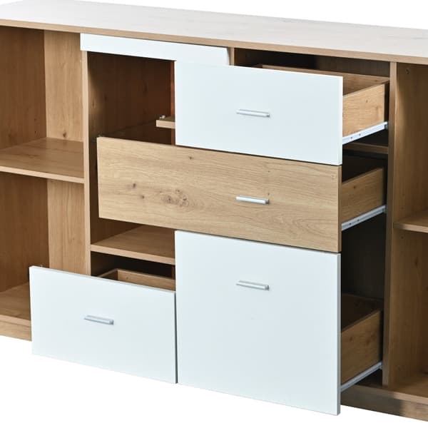 Rootz moderne skænk med LED-belysning - Opbevaringsskab - Buffetkonsol - Elegant og rummelig - 160L x 40W x 77H cm