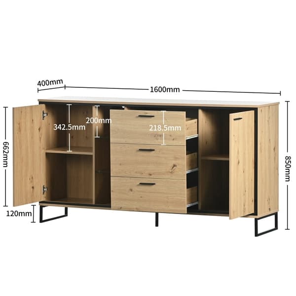 Rootz Modern skænk - Buffetskab - Opbevaringskonsol - Alsidig spånplade - 160 cm x 40 cm x 85 cm