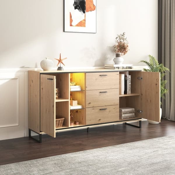 Rootz Modern skænk - Buffetskab - Opbevaringskonsol - Alsidig spånplade - 160 cm x 40 cm x 85 cm