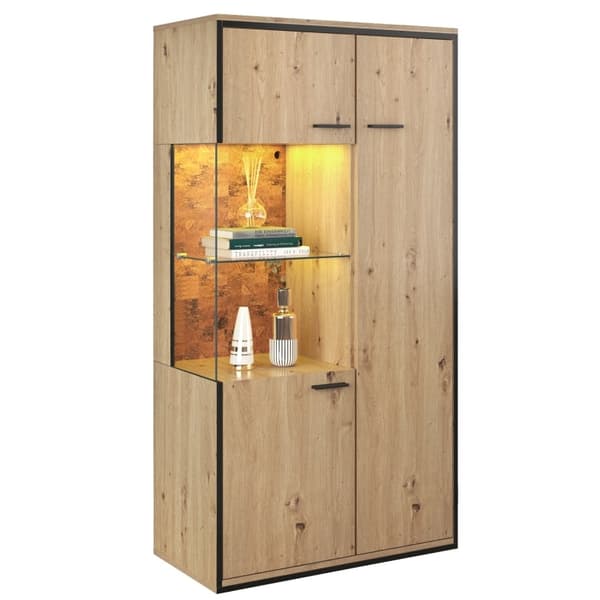 Rootz Modern Vitriinikaappi - Vitriinit - LED Kaappi - 15 väriä LED Valaistus - 150K x 78W x 40D cm