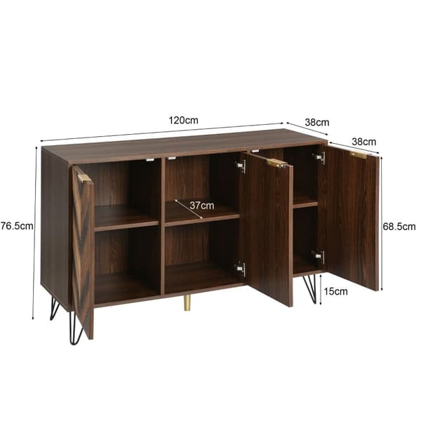 Rootzin tyylikäs senkki - Säilytyskaappi - Moderni Credenza - Runsas säilytystila - 120 cm x 38 cm x 76,5 cm