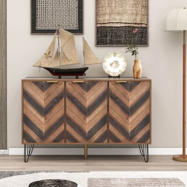 Rootzin tyylikäs senkki - Säilytyskaappi - Moderni Credenza - Runsas säilytystila - 120 cm x 38 cm x 76,5 cm