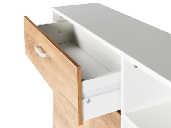 Skooppbevaringsskap Lys Konstruert Tre Hvit 2 Rom Skuff Åpne Hyller Oppbevaringsrom Moderne Design Gang