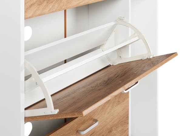Skooppbevaringsskap Lys Konstruert Tre Hvit 2 Rom Skuff Åpne Hyller Oppbevaringsrom Moderne Design Gang