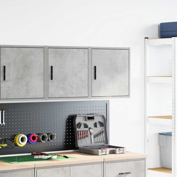 vidaXL Väggskåp för garage 2 st, betong, grå konstruerat trä