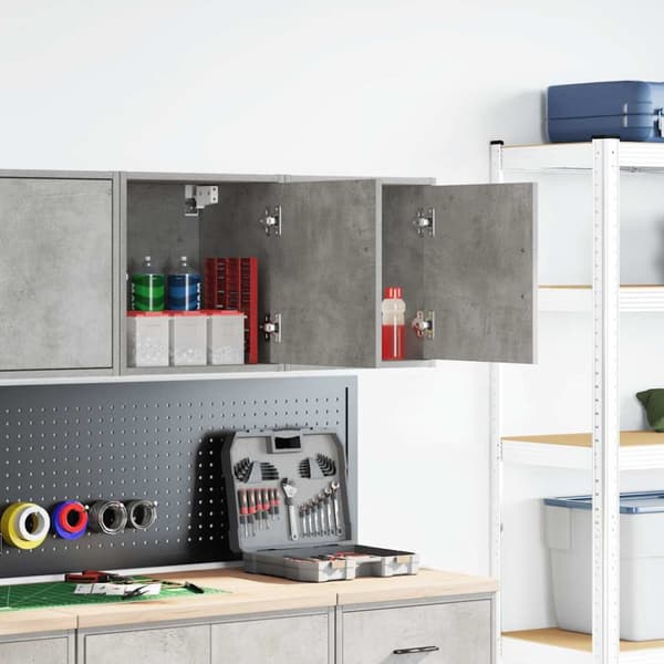 vidaXL Väggskåp för garage 2 st, betong, grå konstruerat trä