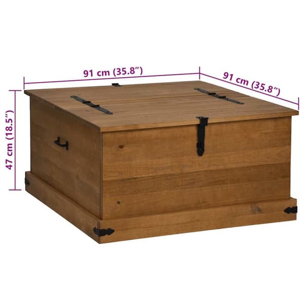 vidaXL Förvaringskista HALDEN 91x91x47 cm massiv trä furu