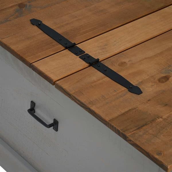 vidaXL Förvaringskista HALDEN grå 91x91x47 cm massiv trä furu