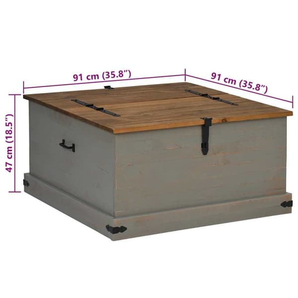 vidaXL Förvaringskista HALDEN grå 91x91x47 cm massiv trä furu