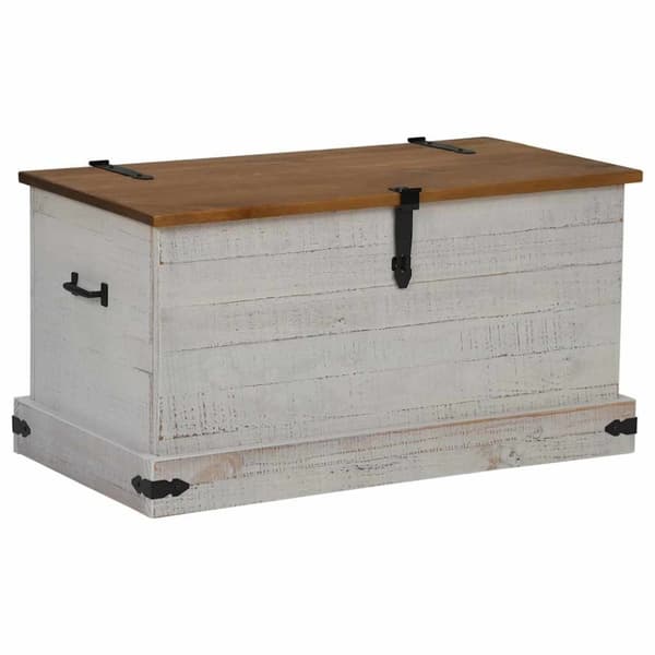 vidaXL Oppbevaringskiste HALDEN hvit 91x48x47 cm heltre furu