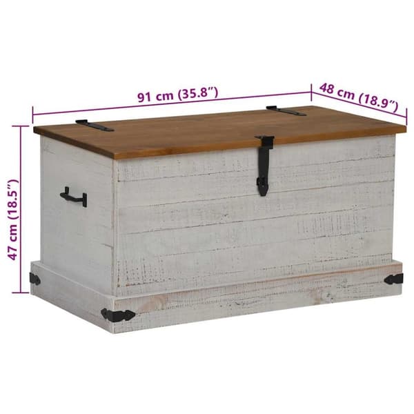 vidaXL Oppbevaringskiste HALDEN hvit 91x48x47 cm heltre furu