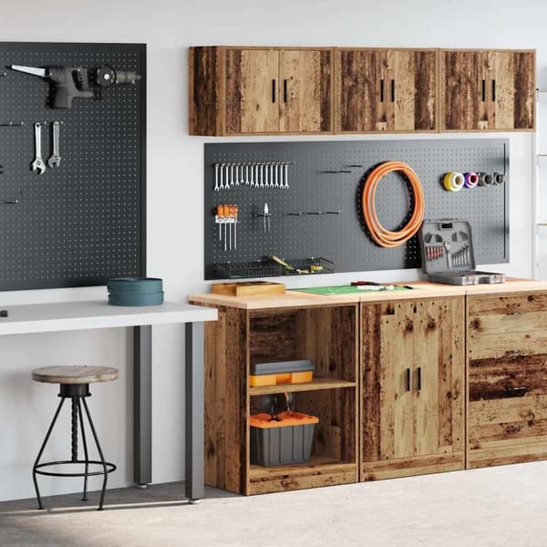 vidaXL Garageskåp 2 delar gammalt trä konstruerat trä