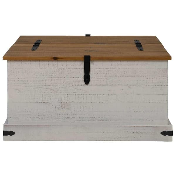 vidaXL Förvaringskista HALDEN vit 91x91x47 cm massiv trä furu