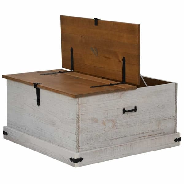 vidaXL Förvaringskista HALDEN vit 91x91x47 cm massiv trä furu