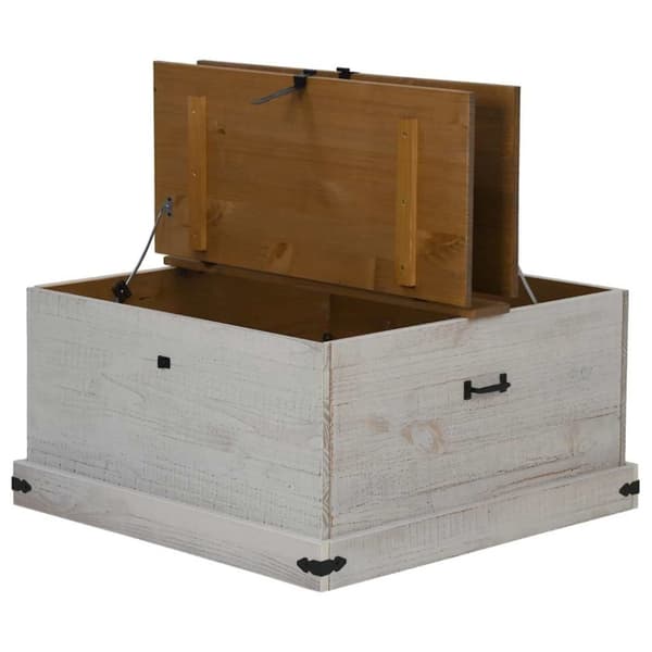 vidaXL Förvaringskista HALDEN vit 91x91x47 cm massiv trä furu