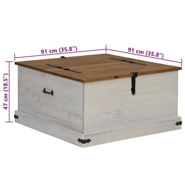 vidaXL Förvaringskista HALDEN vit 91x91x47 cm massiv trä furu