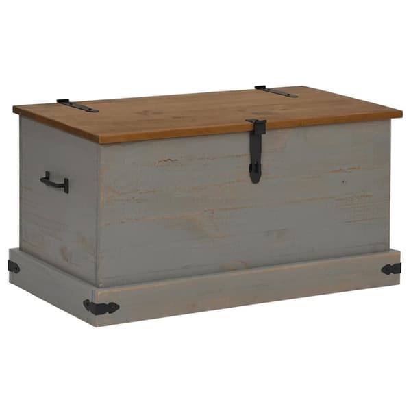 vidaXL Oppbevaringskiste HALDEN grå 91x48x47 cm heltre furu