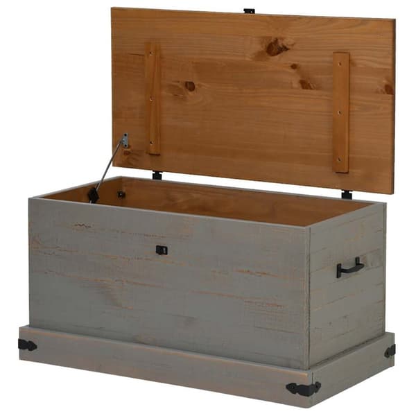 vidaXL Oppbevaringskiste HALDEN grå 91x48x47 cm heltre furu