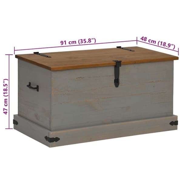 vidaXL Oppbevaringskiste HALDEN grå 91x48x47 cm heltre furu