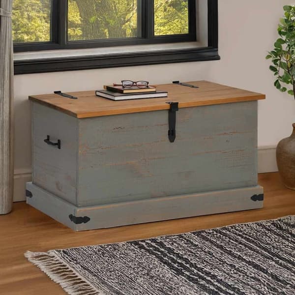 vidaXL Oppbevaringskiste HALDEN grå 91x48x47 cm heltre furu