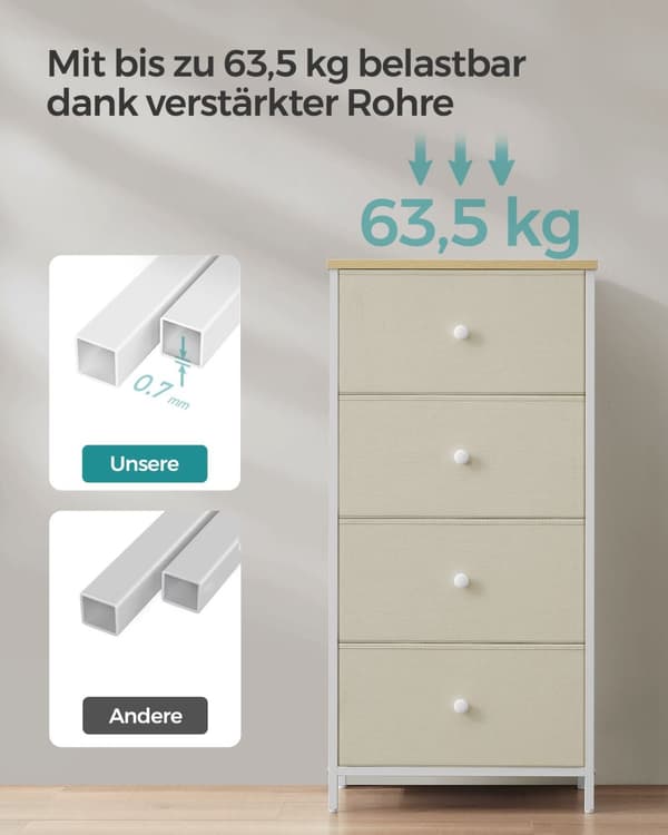 Opbevaringsskab - med 4 stofskuffer