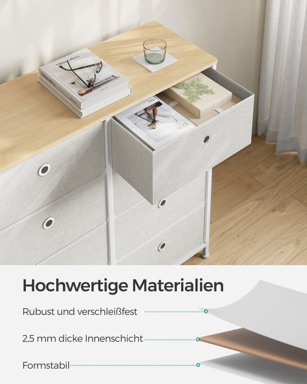 Opbevaringsskab - med metalramme - stue - crèmewit & eg farve