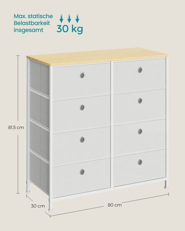 Opbevaringsskab - med metalramme - stue - crèmewit & eg farve