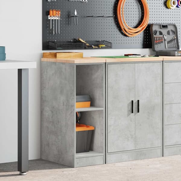 vidaXL Förvaringsskåp för garage Betonggrå 30x51x85cm massivt trä furu