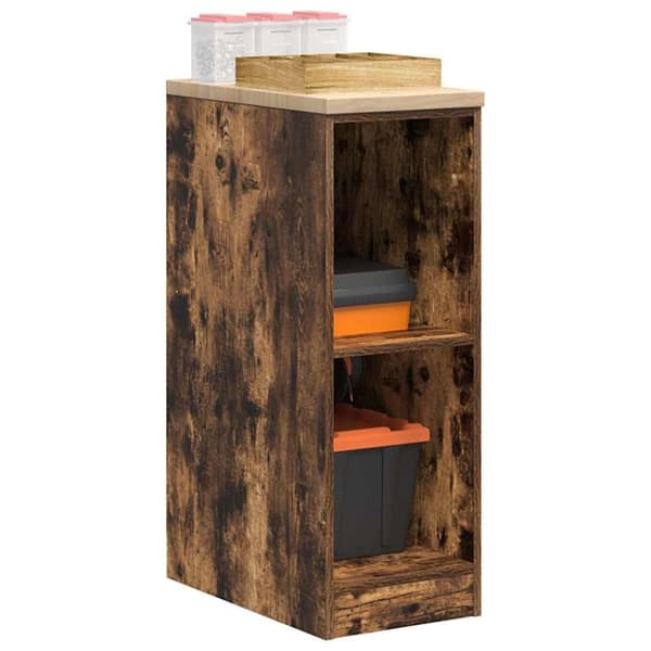vidaXL Garageopbevaringsskab røget eg 30x51x85 cm massivt træ fyrretræ